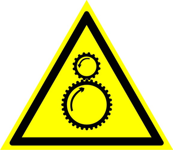 W29 осторожно! возможно затягивание между вращающимися элементами (пластик, сторона 200 мм) - Знаки безопасности - Предупреждающие знаки - . Магазин Znakstend.ru